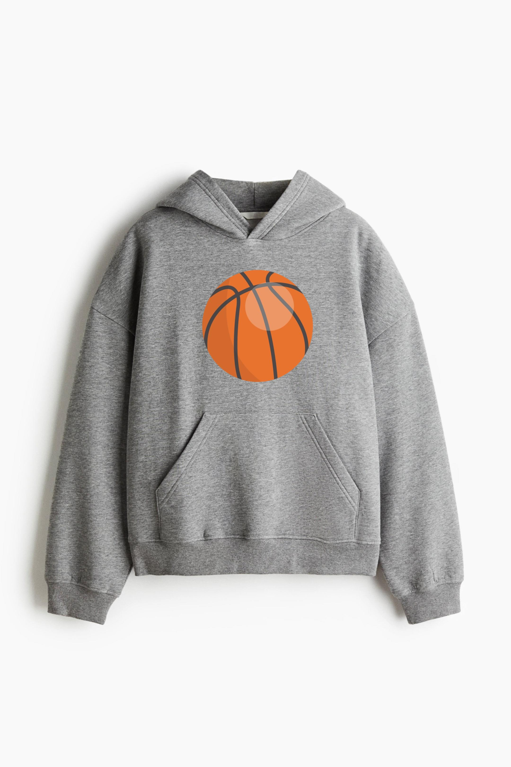 Basketball Ball Icon Loose-Fit Printed Hoodie