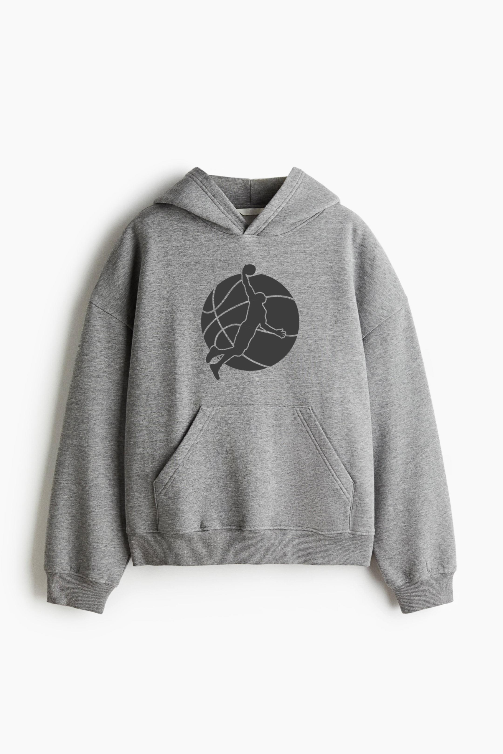 Basketball Ball Player Cut Out Loose-Fit Printed Hoodie