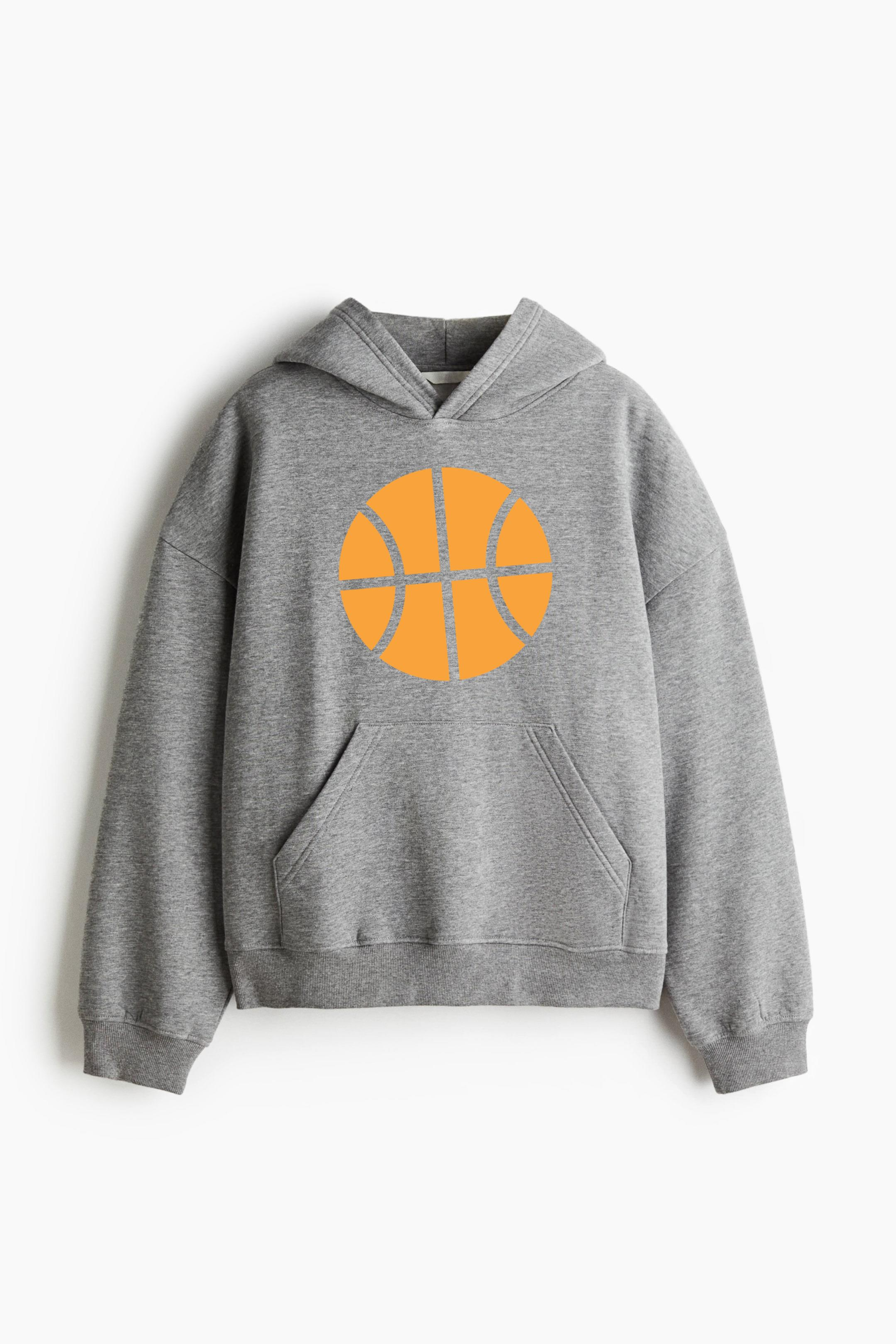 Basketball Icon Silhouette Loose-Fit Printed Hoodie