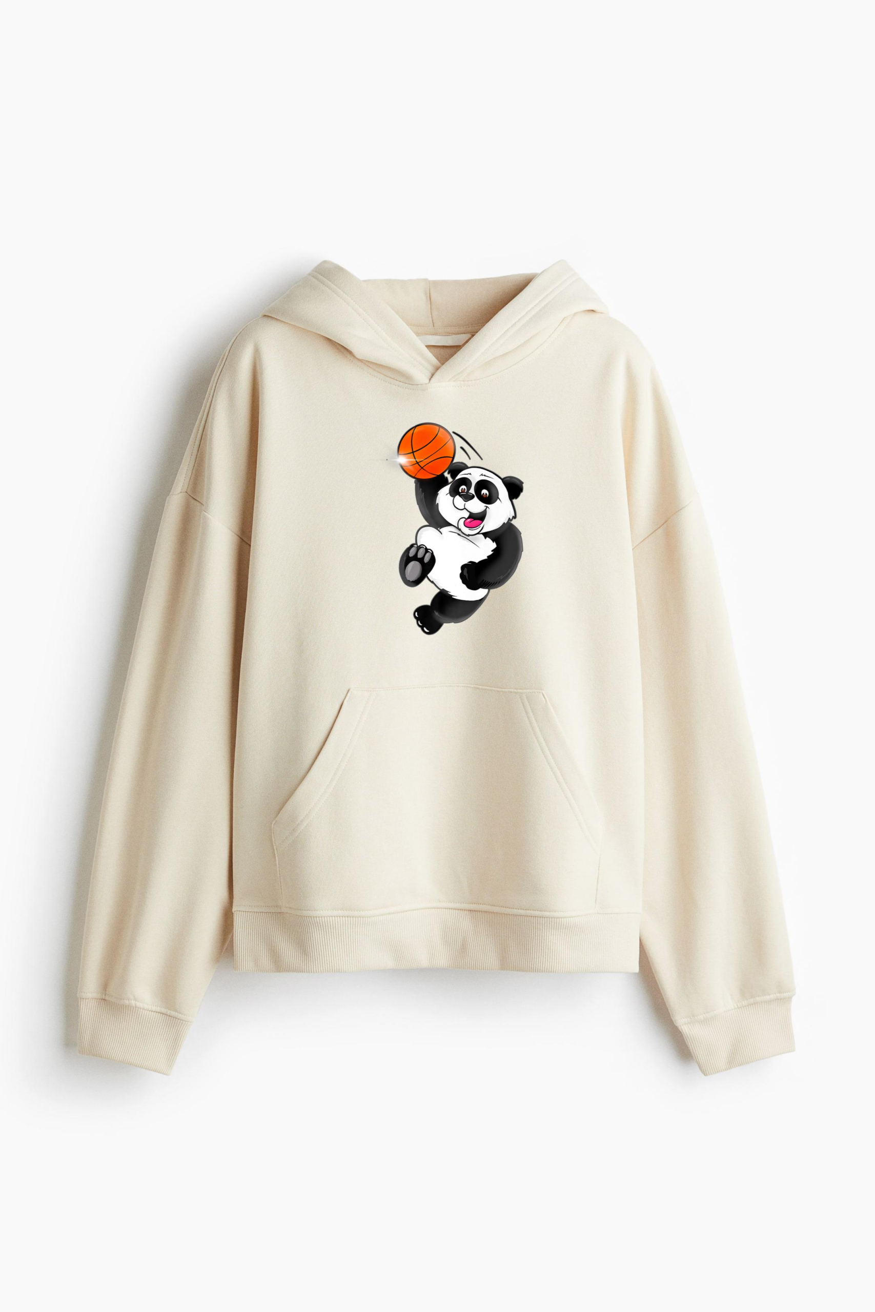 Basketball Panda Slam Dunk Loose-Fit Printed Hoodie - Image 3