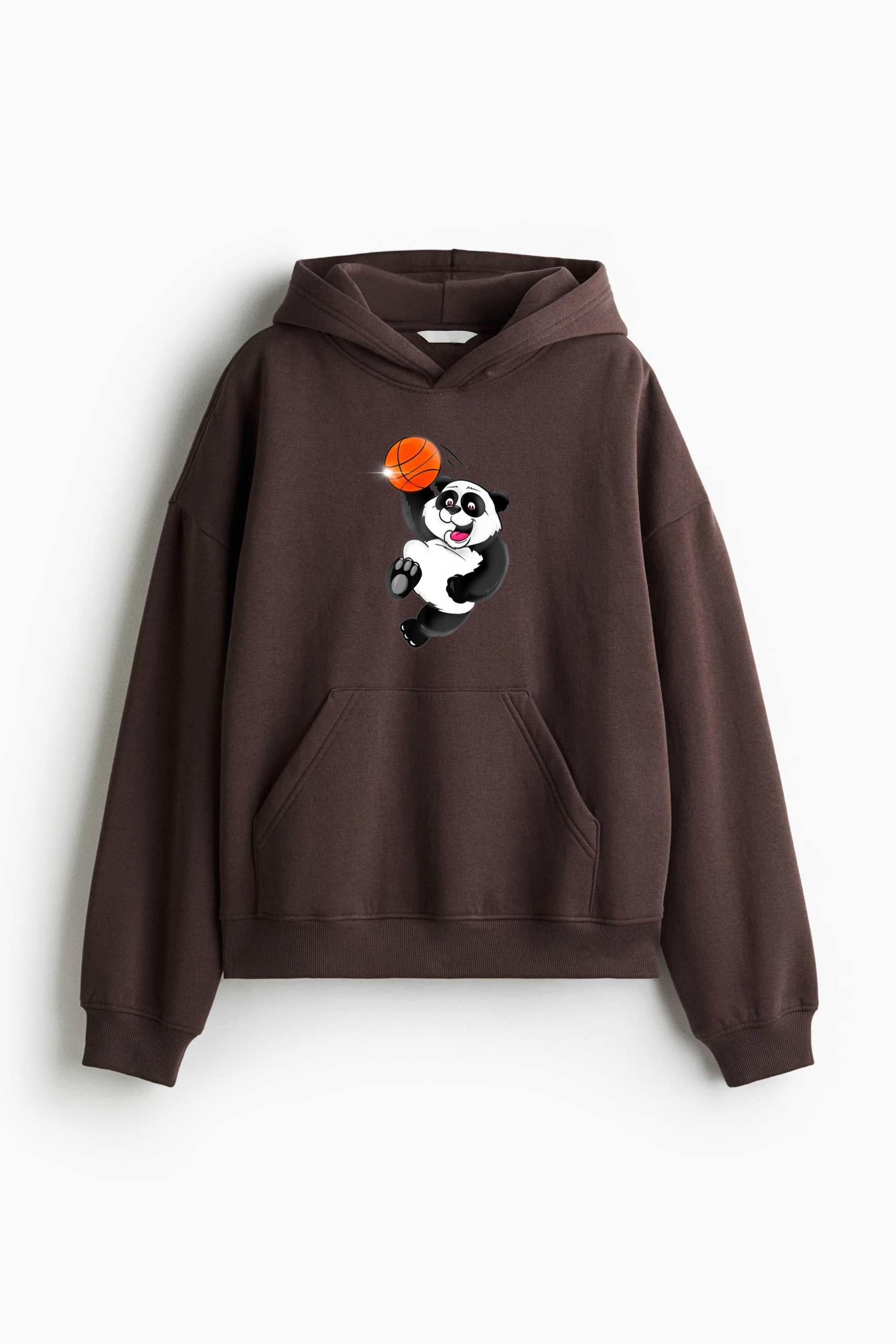 Basketball Panda Slam Dunk Loose-Fit Printed Hoodie - Image 4