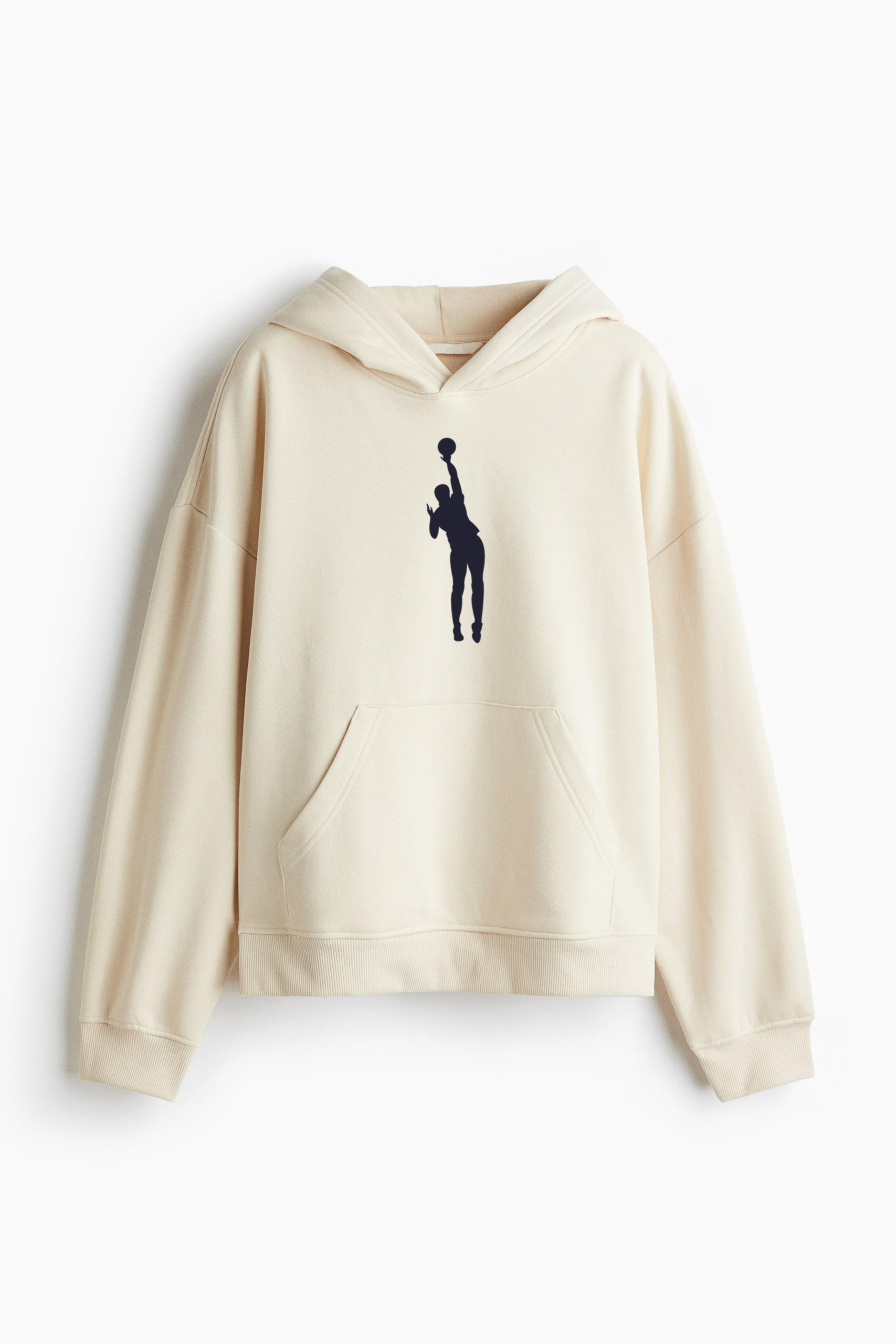 Basketball Player Silhouette Loose-Fit Printed Hoodie - Image 3