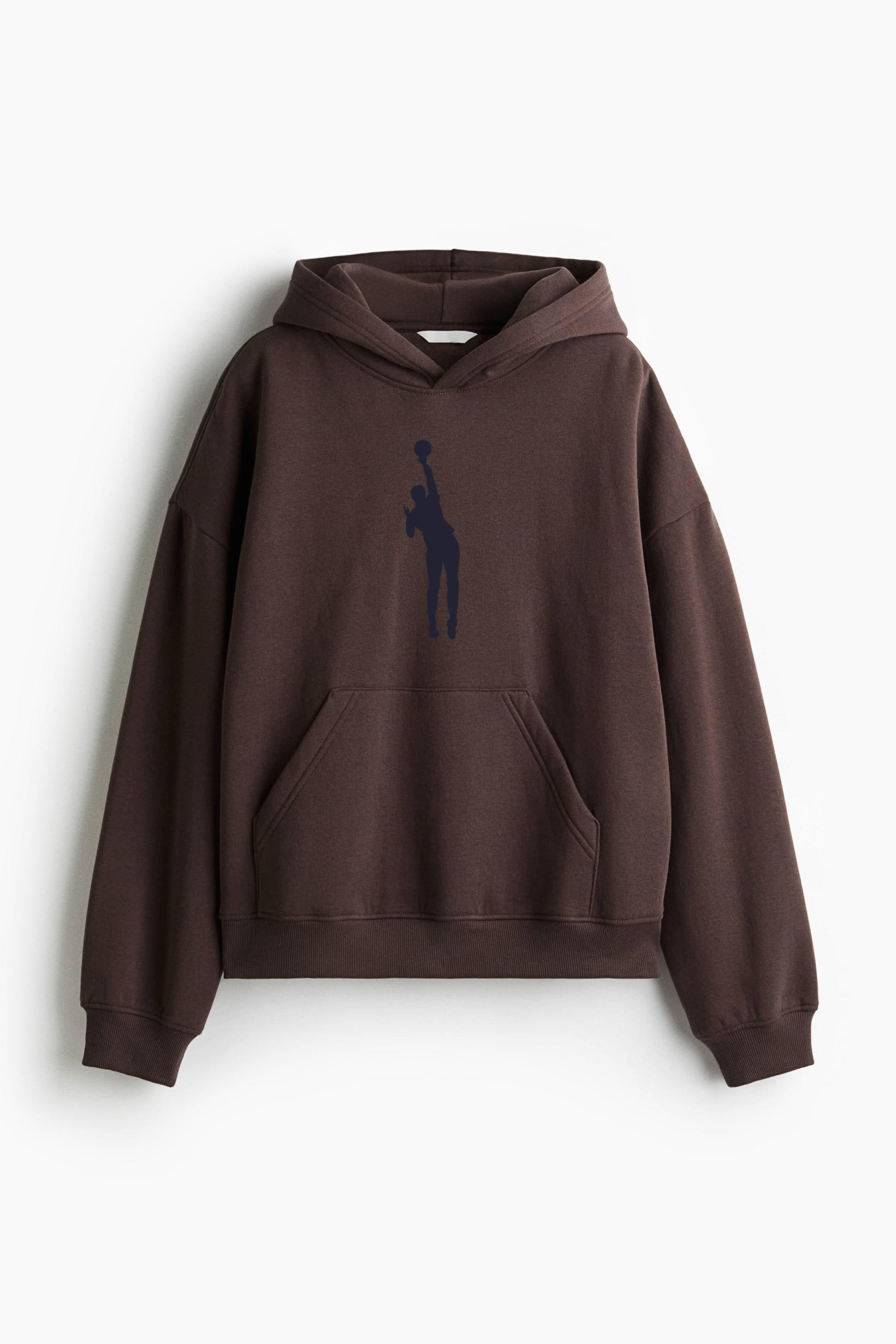 Basketball Player Silhouette Loose-Fit Printed Hoodie - Image 4