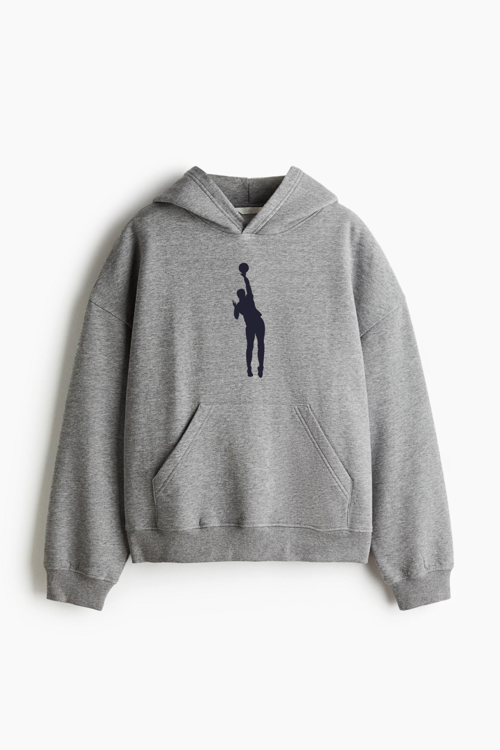 Basketball Player Silhouette Loose-Fit Printed Hoodie