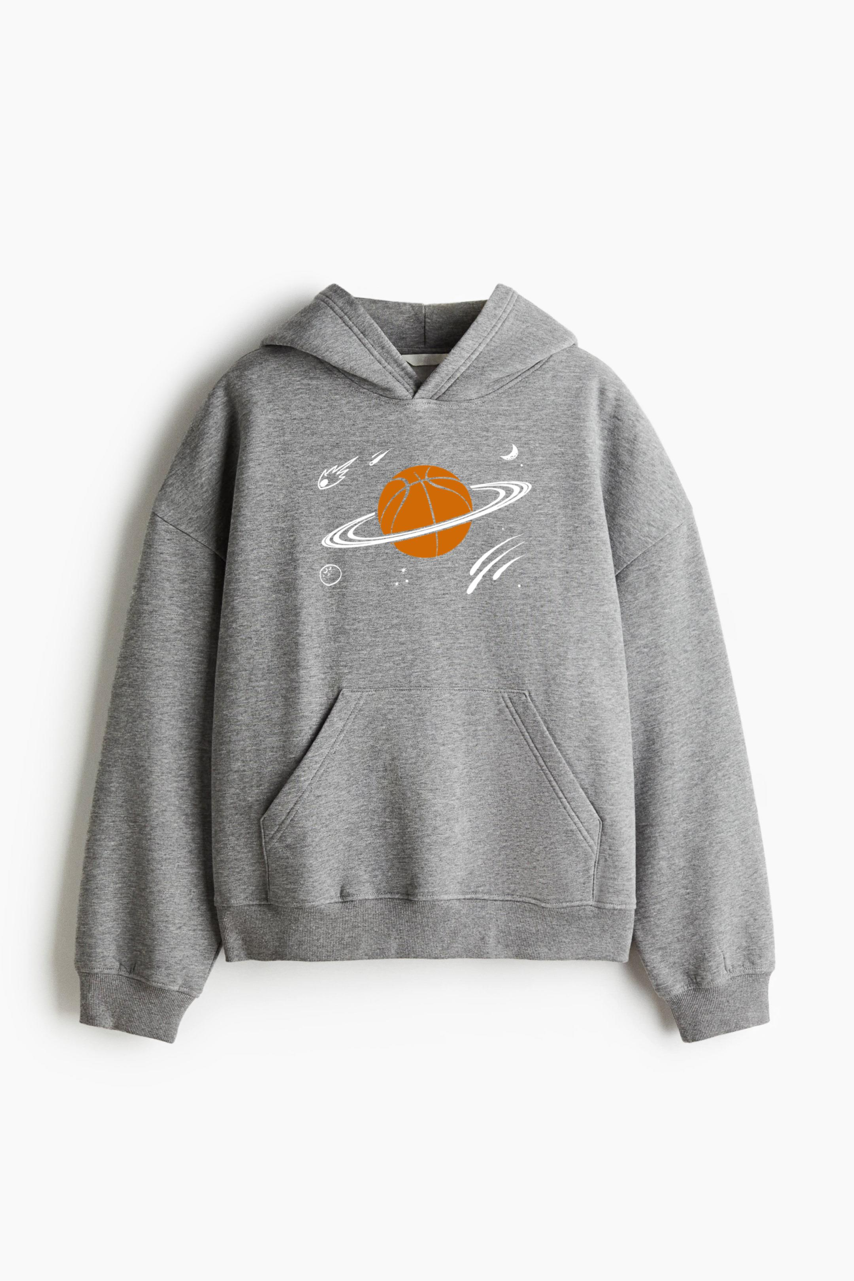 Basketball Sports Planet Saturn Ring Galaxy Space Loose-Fit Printed Hoodie