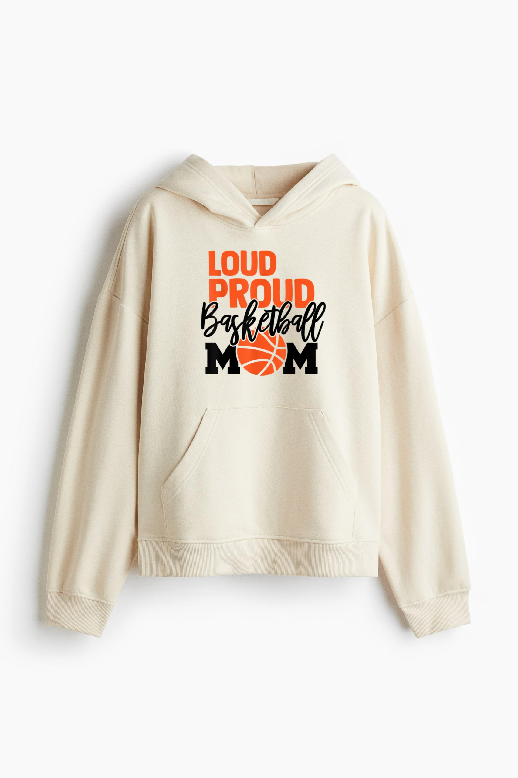Loud Proud Mom Basketball Mother Loose-Fit Printed Hoodie - Image 3