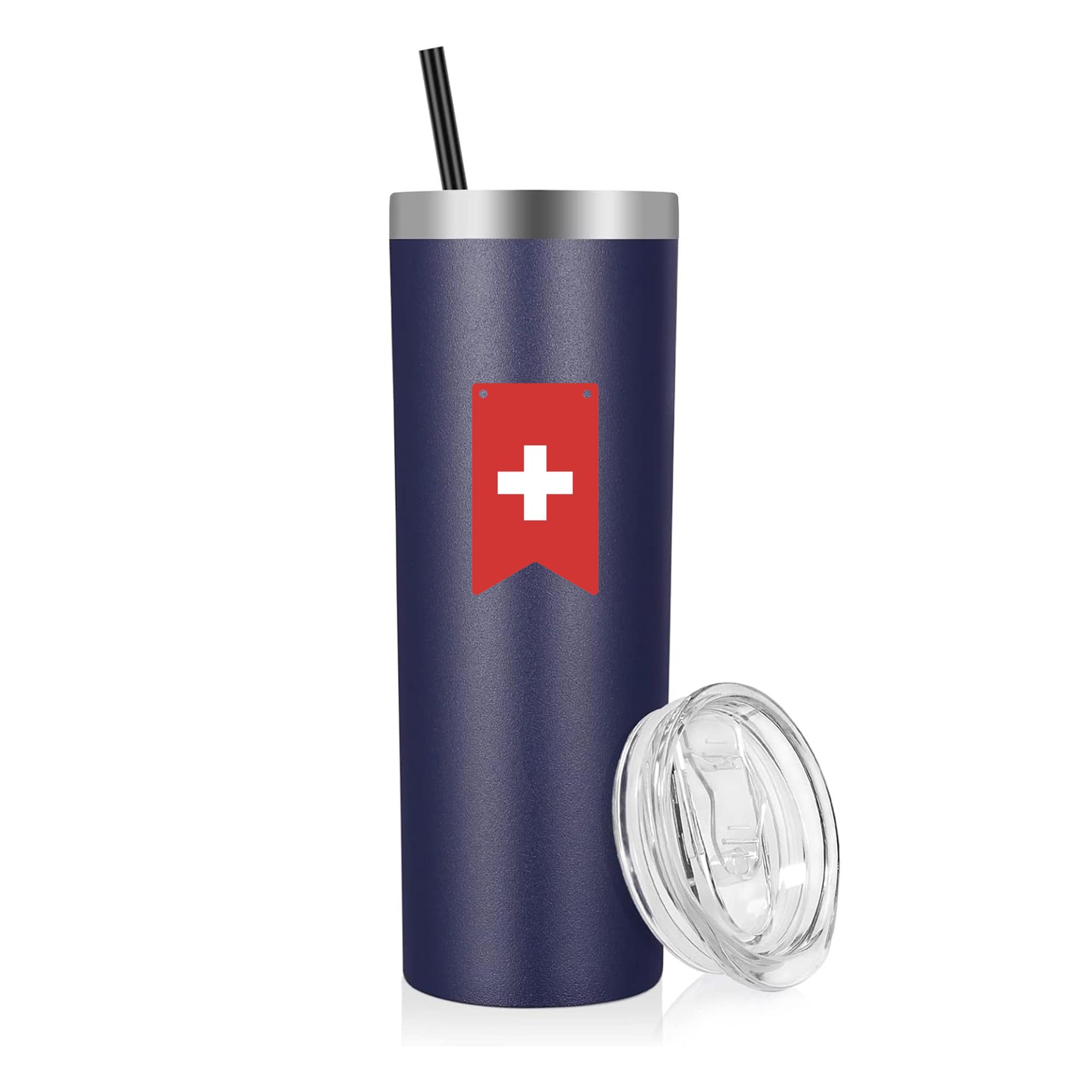 Switzerland Flag Inspired Pennant Soccer National Flag Pennant 20oz Stainless Steel Tumbler