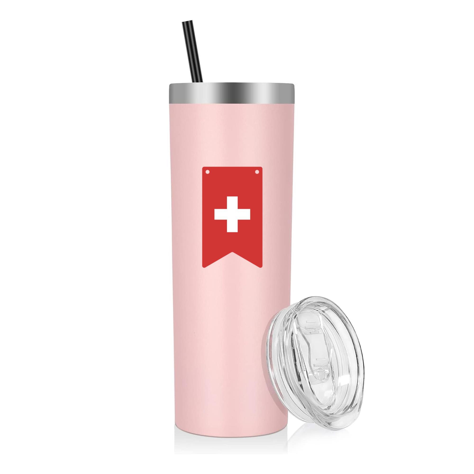 Switzerland Flag Inspired Pennant Soccer National Flag Pennant 20oz Stainless Steel Tumbler - Image 3